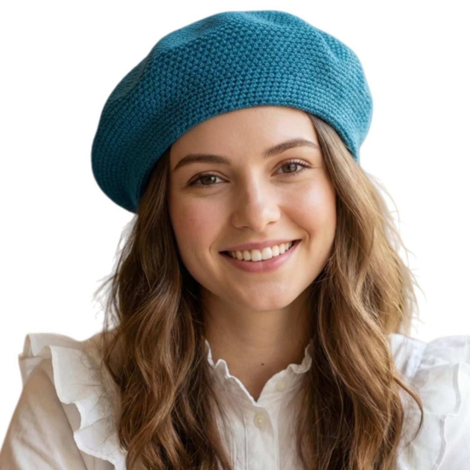 LuxusKollektion Baskenmütze Baskenmütze Damen Barett Beret Künstler Sommer Einheitsgröße M Blau