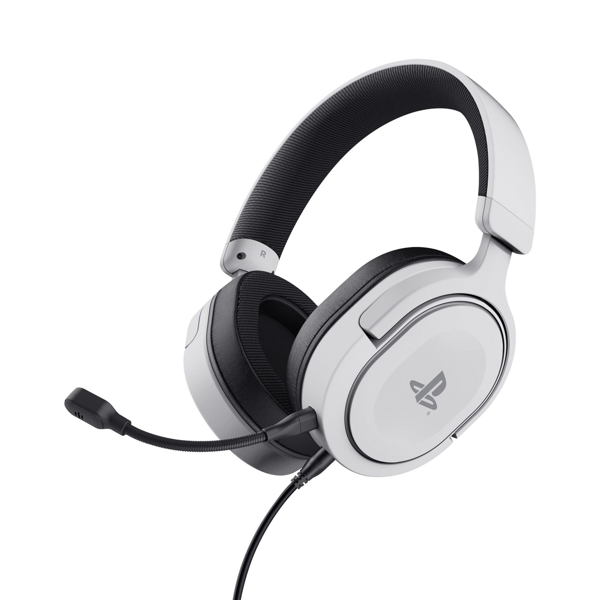 Trust GXT 498 Forta Gaming Headset PS5 PS4 Mikrofon Over Ear Gaming-Headset (Offiziell lizenziert für PlayStation®5 I Strapazierfähige, weiche Over-Ear-Polster mit der Schallisolierung von Kunstleder I Leistungsstarke 50-mm-Treiber für ein intensives Spielerlebnis I Flexibles, abnehmbares Mikrofon I Verstellbarer Kopfbügel mit beweglichen Ohrmuscheln mit Lautstärkeregler am Ohr und Mikrofonstummschaltung)