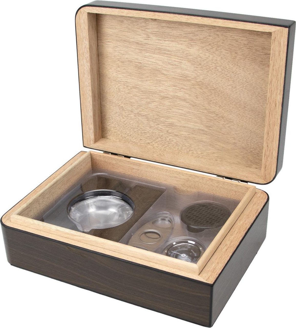 meytrade Humidor Zigarren Humidor-Set Walnut Finish Geschenkset