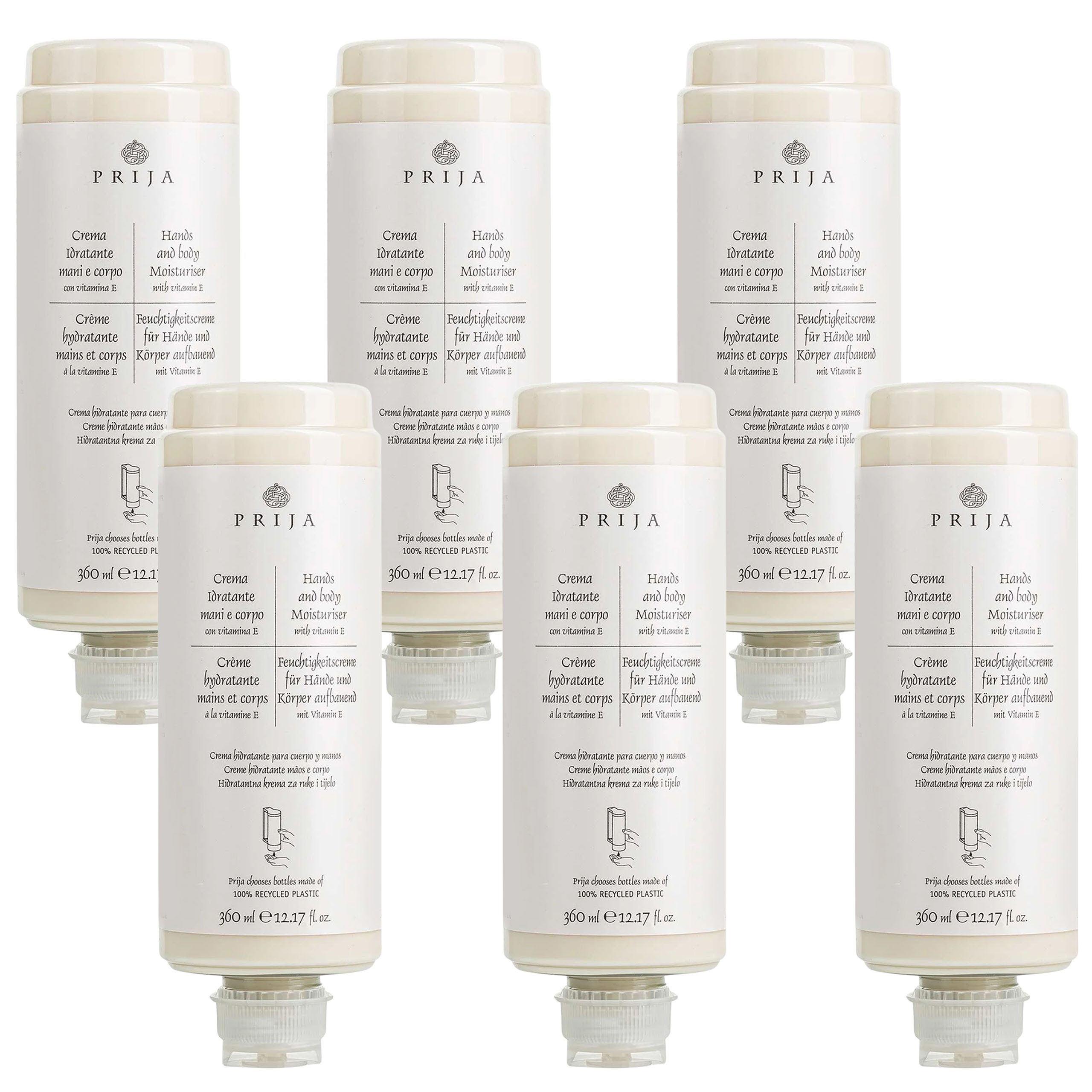 PRIJA Handcreme PRIJA 2in1 Handcreme & Körperlotion mit Vitamin E, Nachfüllung, 6-tlg.