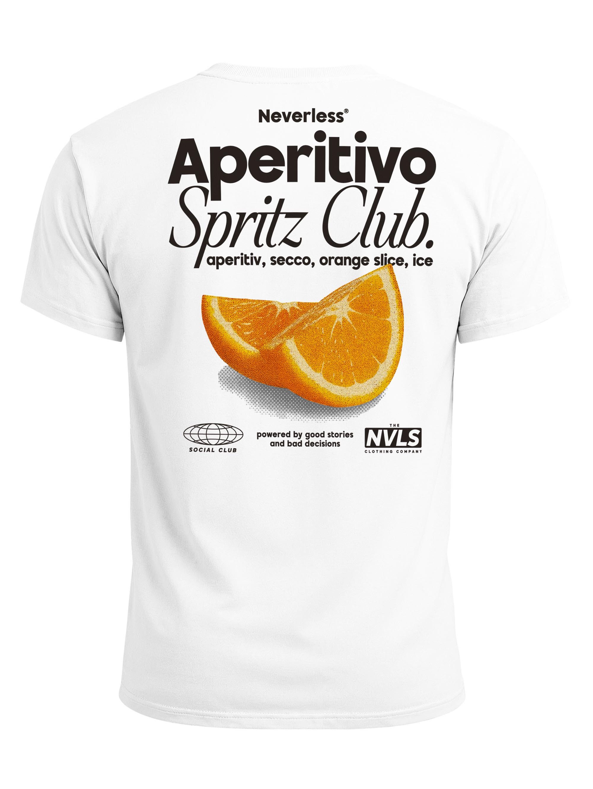 Neverless Print-Shirt Herren T-Shirt Backprint Aperitivo Spritz Club Orange Sommer Früchte mit Print