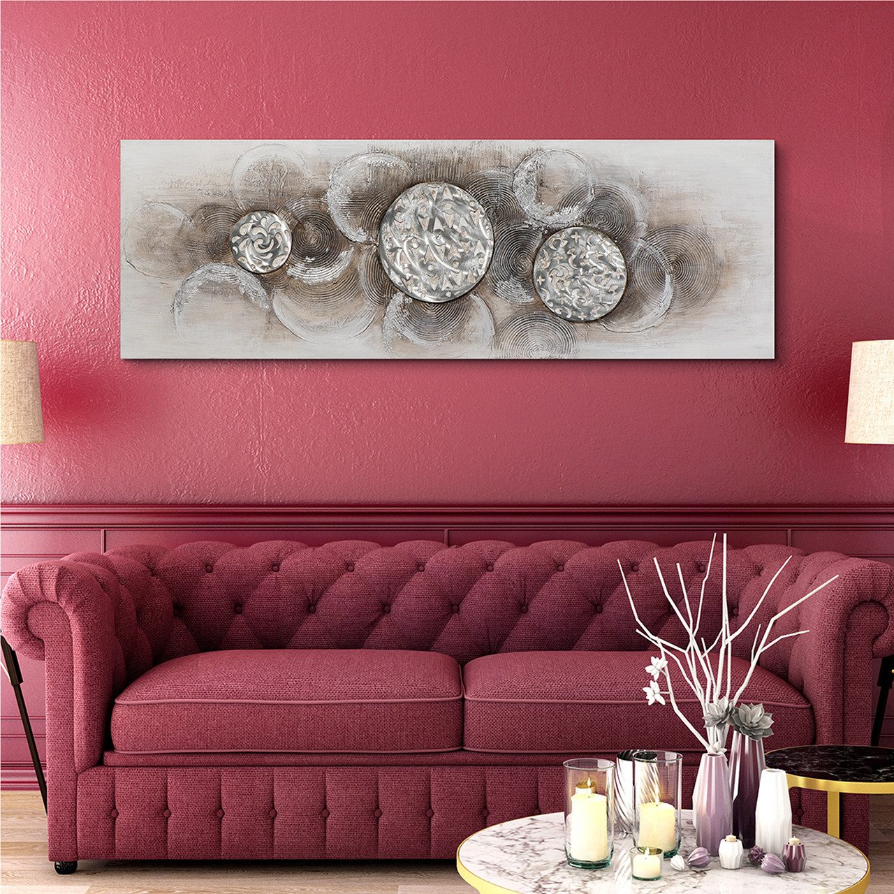 ArtUniverse Gemälde Relief-Harmonie 50 x 150 cm, Abstrakt