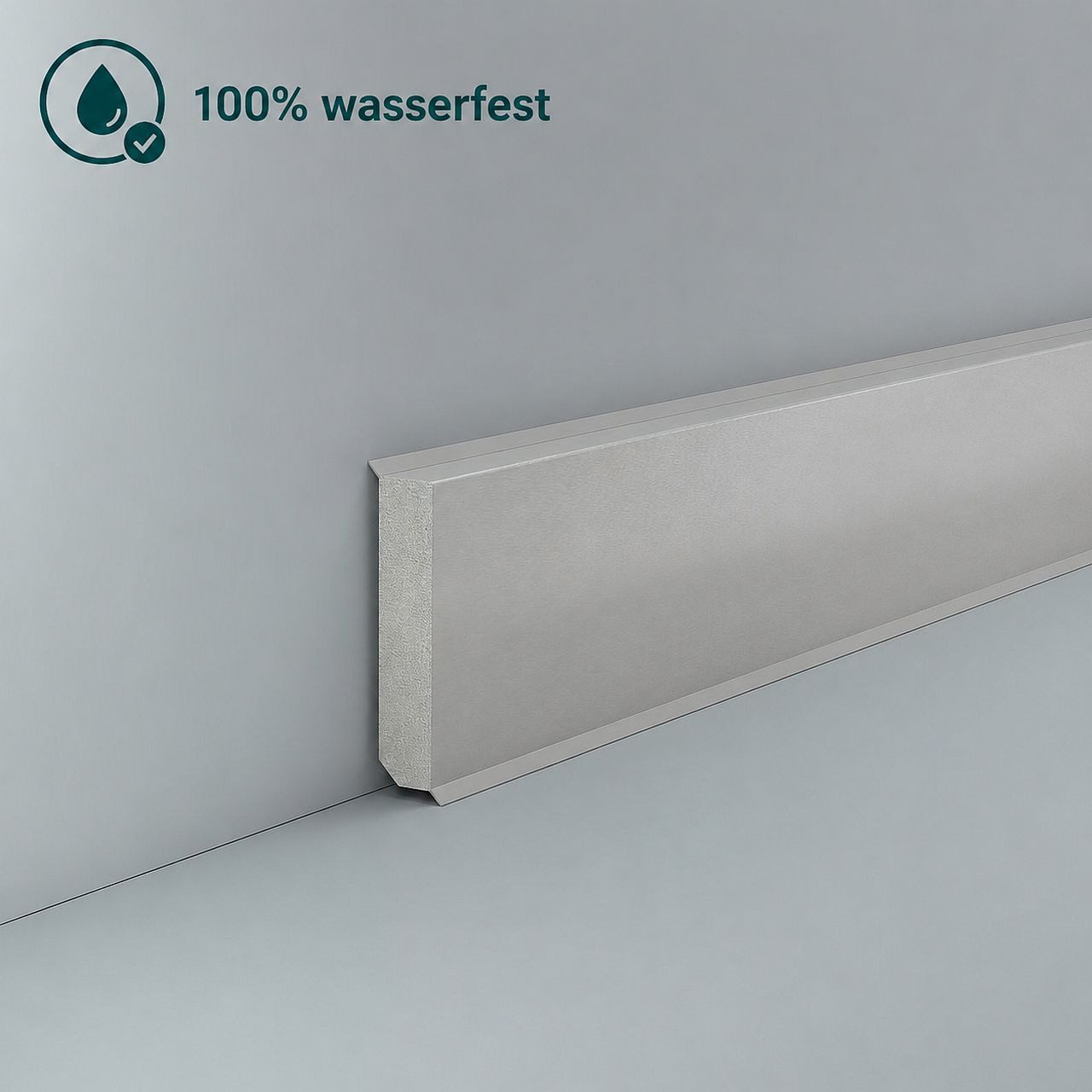 Südbrock Sockelleiste Sockelleiste Hartschaum PVC 12 x 60 Dichtlippe Grau, L: 250 cm, H: 6 cm, 1-St.