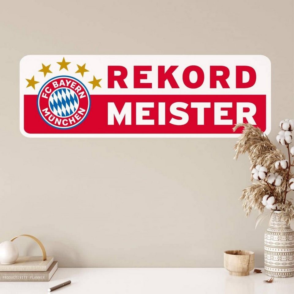 FC Bayern München Wandtattoo Fußball Wandtattoo FC Bayern München Logo  Sterne Schriftzug Rekordmeister, Wandbild selbstklebend, entfernbar