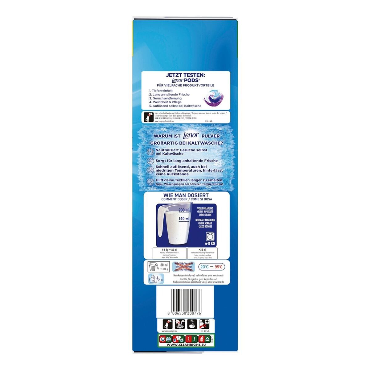 LENOR Aprilfrisch Vollwaschmittel (90 WL / 4,5 kg, XXL-Pack)