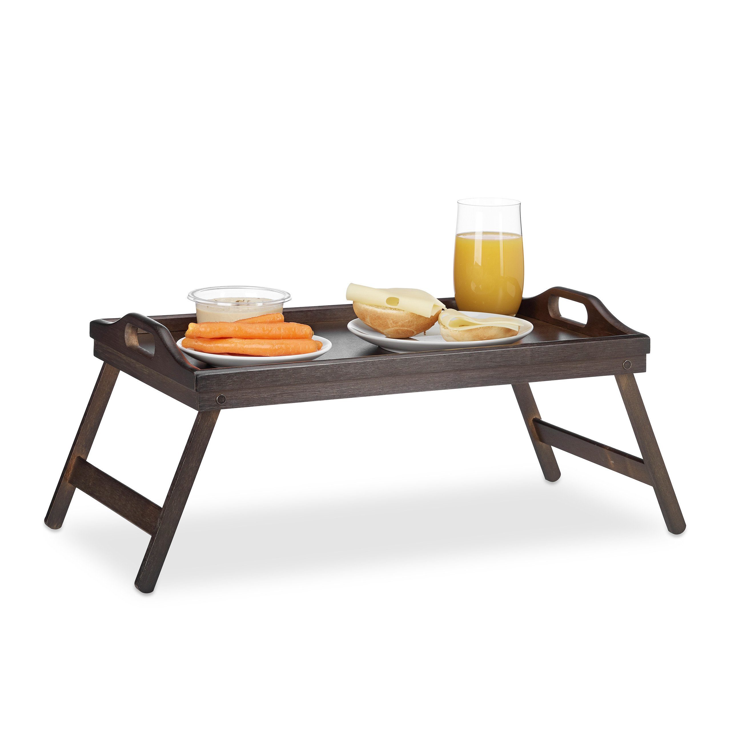 relaxdays Tabletttisch Klappbares Betttablett dunkelbraun günstig online kaufen