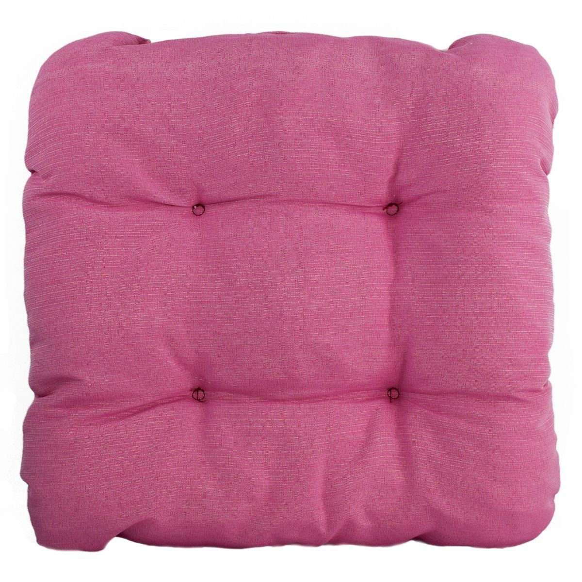 Marabellas Shop Sitzkissen Stuhlkissen 38x38x8 cm 4-Punkt-Steppung in 14 Farben Sitzkissen Deko, mit 4-Punkt-Steppung Pink