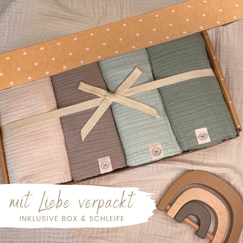 Babydecke Mulltücher 4er-SET gekreppt, Spucktuch 64x64 günstig online kaufen