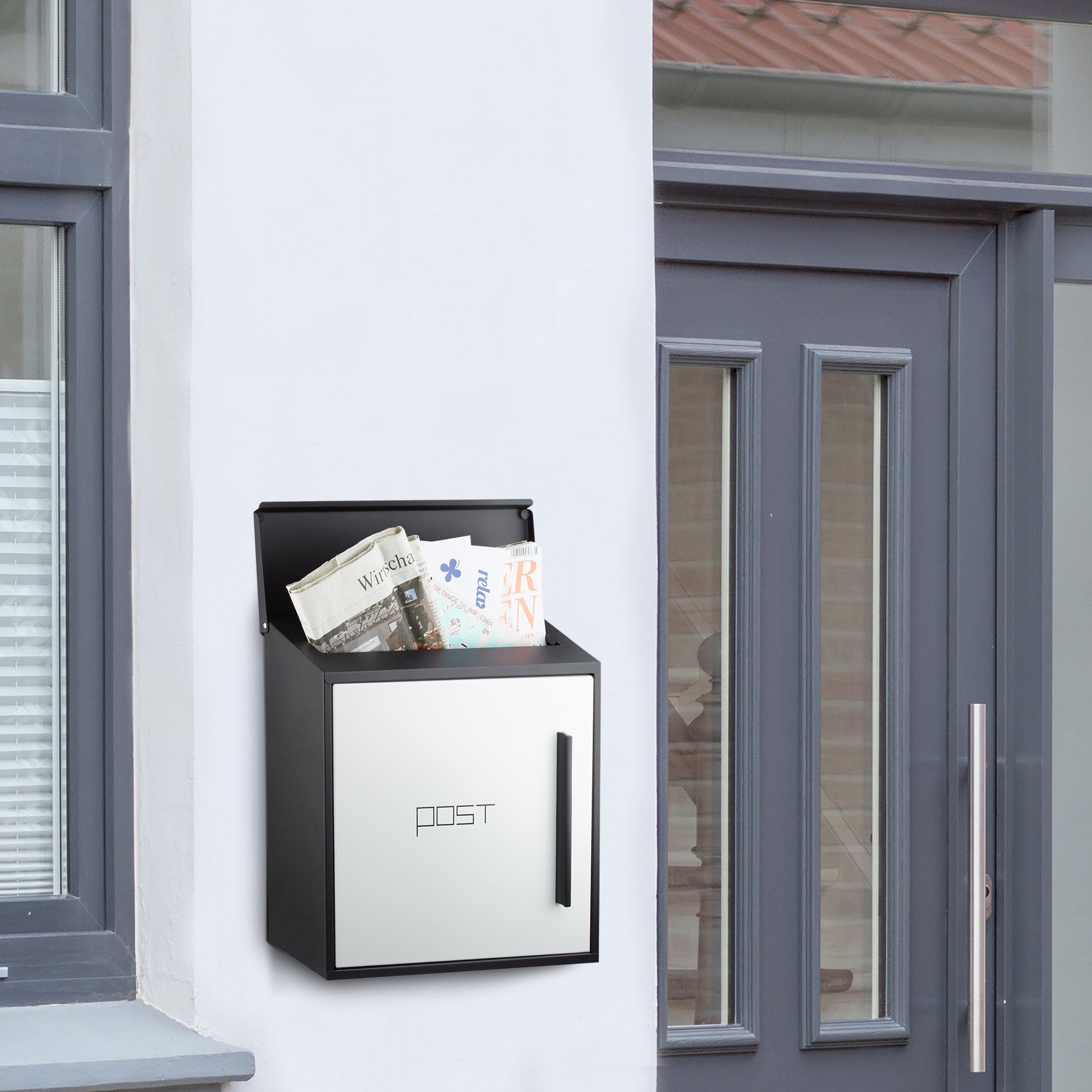 relaxdays Briefkasten mod, Schwarz-Weiß günstig online kaufen