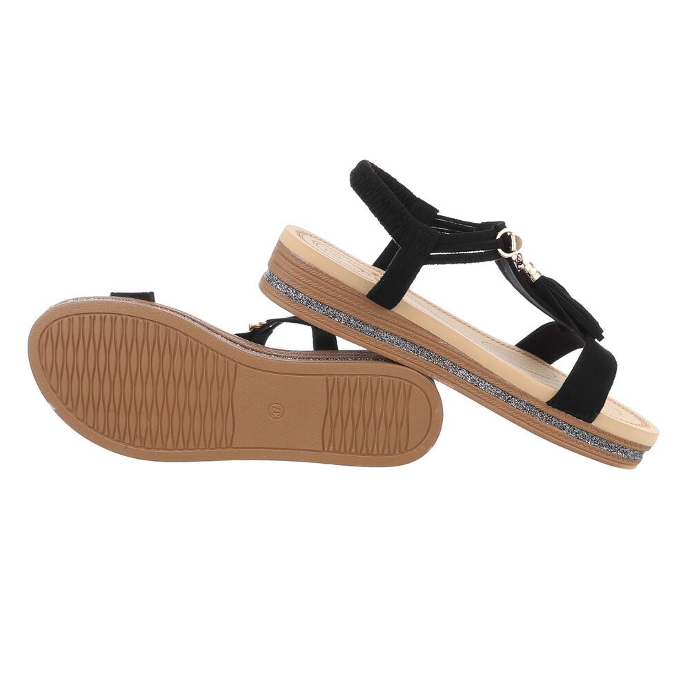 Ital-Design Damen Freizeit Riemchensandalette (85960276) Keilabsatz/Wedge Keilsandaletten in Schwarz – Bild 2 von 4