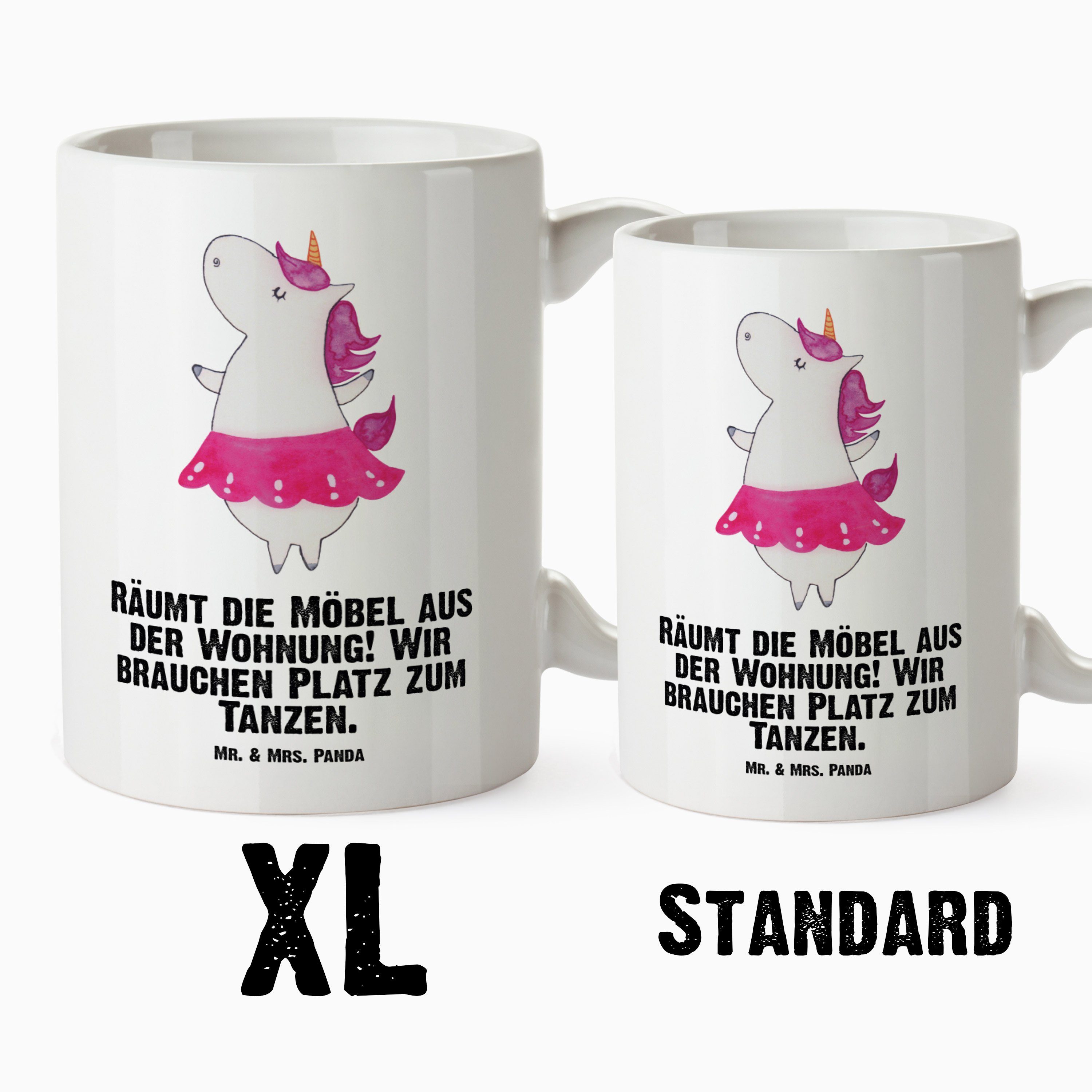Mr. & Mrs. Panda Tasse Tasse - Weiß XL Tasse, Tasse, Einhörner, - Geschenk, Ballerina XL Einhorn Jumbo Keramik