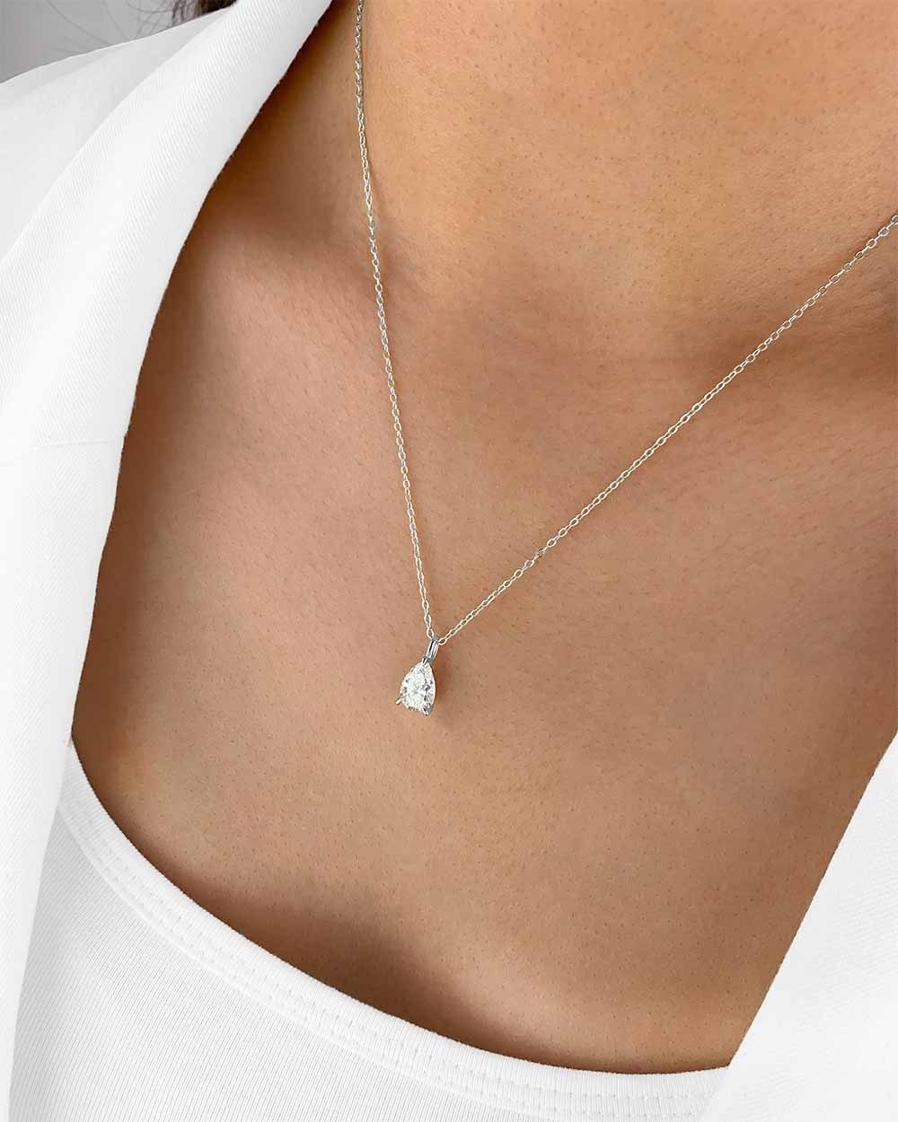 Kette mit Anhänger 'Aurelia' Damen Halskette Silber 925 Tropfen Anhänger Kristall