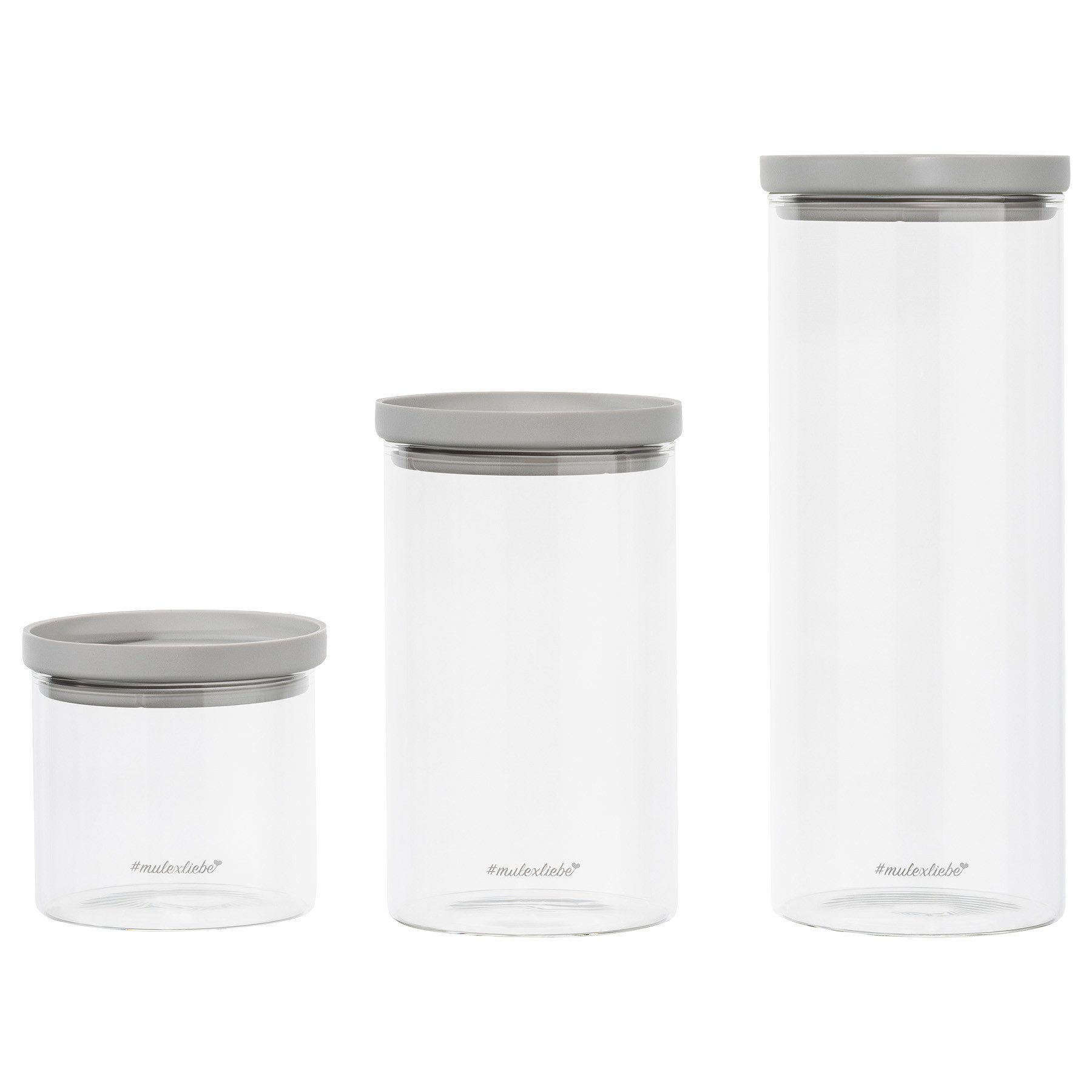 Mulex Vorratsglas KALMAR Банки для хранения-Set, Glas, (stapelbar, 6-tlg., mit luftdichtem Deckel), grau