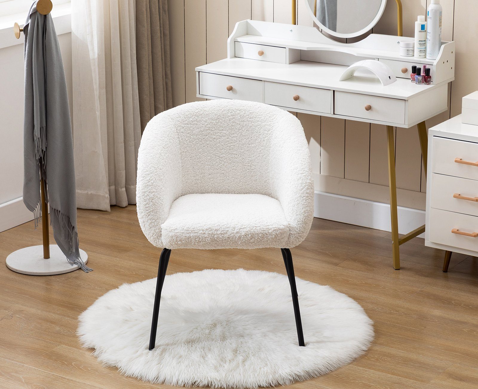 WAHSON OFFICE CHAIRS Loungesessel Sessel Kunstfell Modern Polsterstuhl – Bild 5 von 5