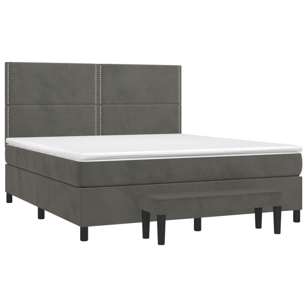 Bett Boxspringbett mit Matratze Dunkelgrau 180x200 cm Samt