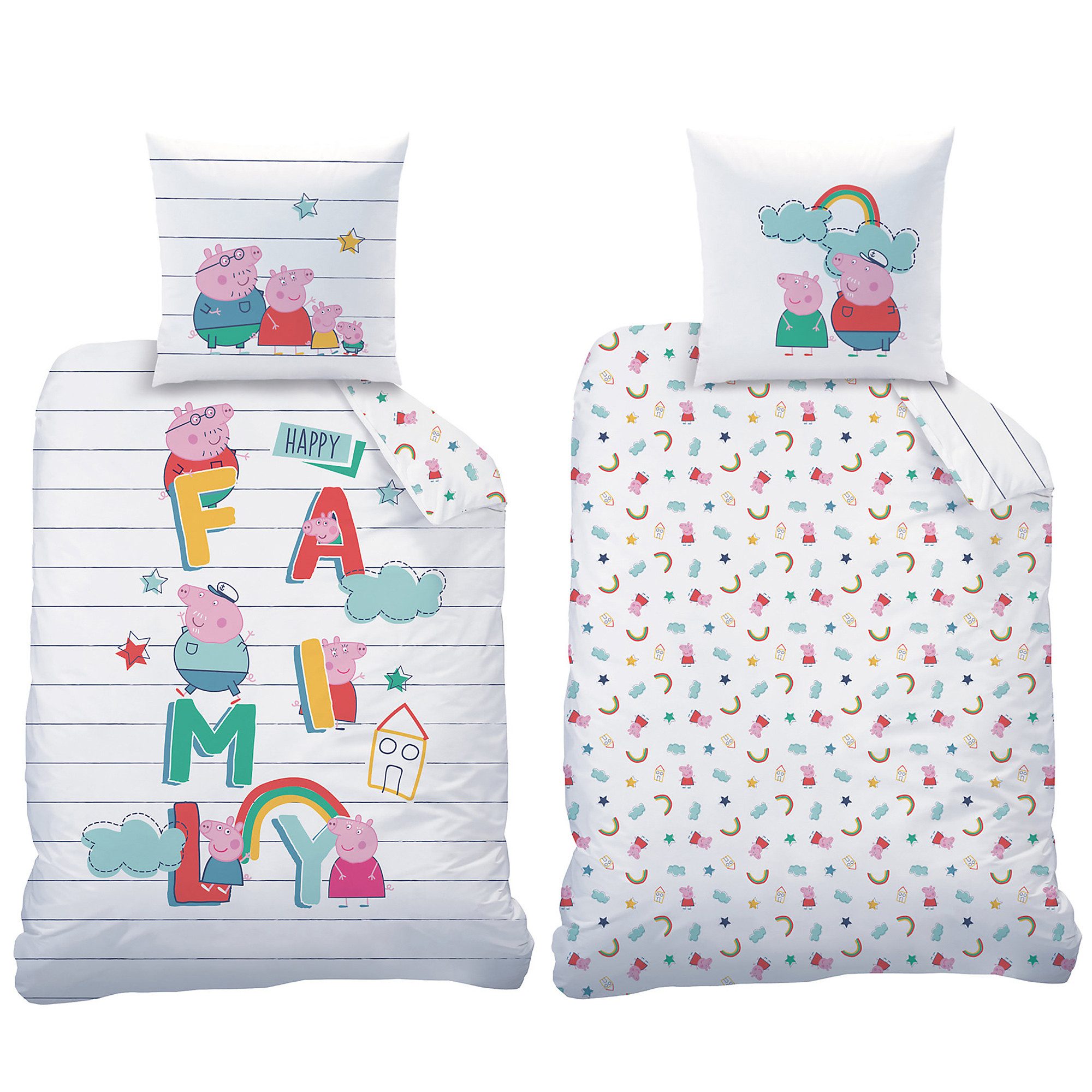 BERONAGE Kinderbettwäsche Peppa Wutz Family Bettwäsche günstig online kaufen