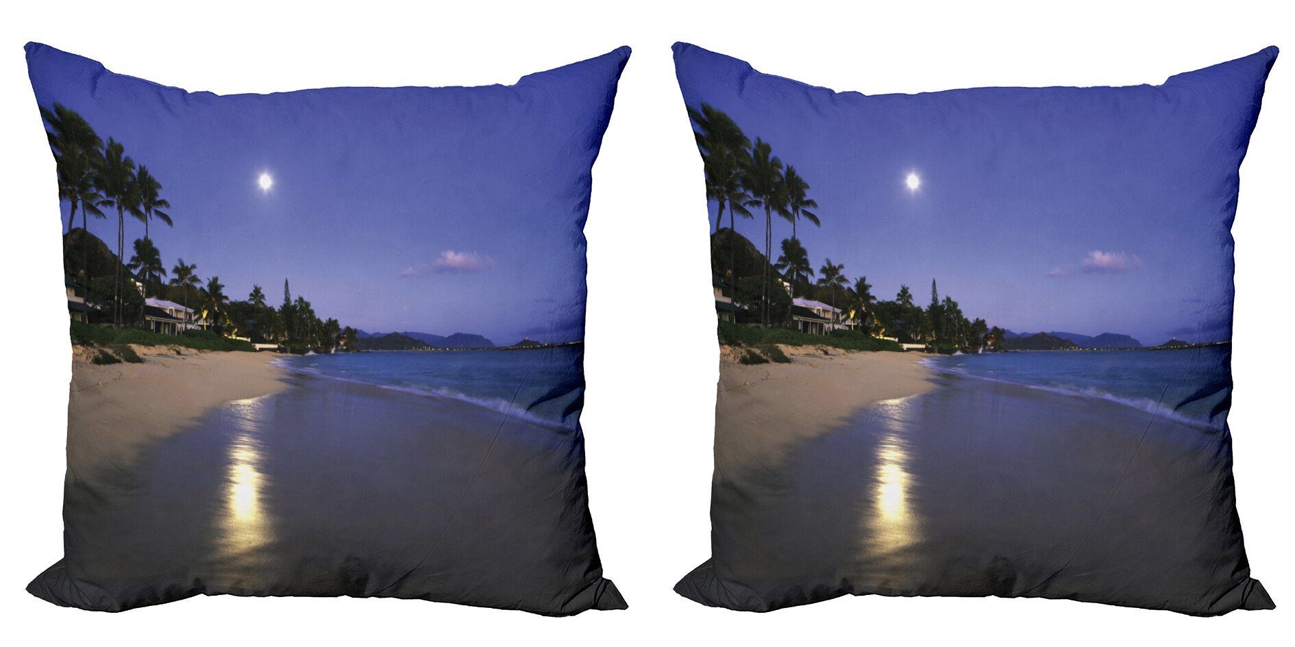 Kissenbezüge Modern Accent Doppelseitiger Digitaldruck, Abakuhaus (2 Stück), Tropisch Moonlight Hawaii Sea