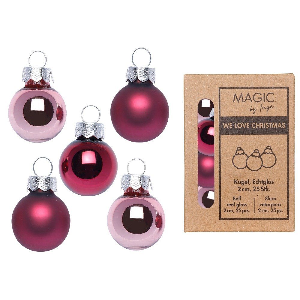 MAGIC by Inge Christbaumschmuck, Weihnachtskugeln Glas 2cm 25 Stück