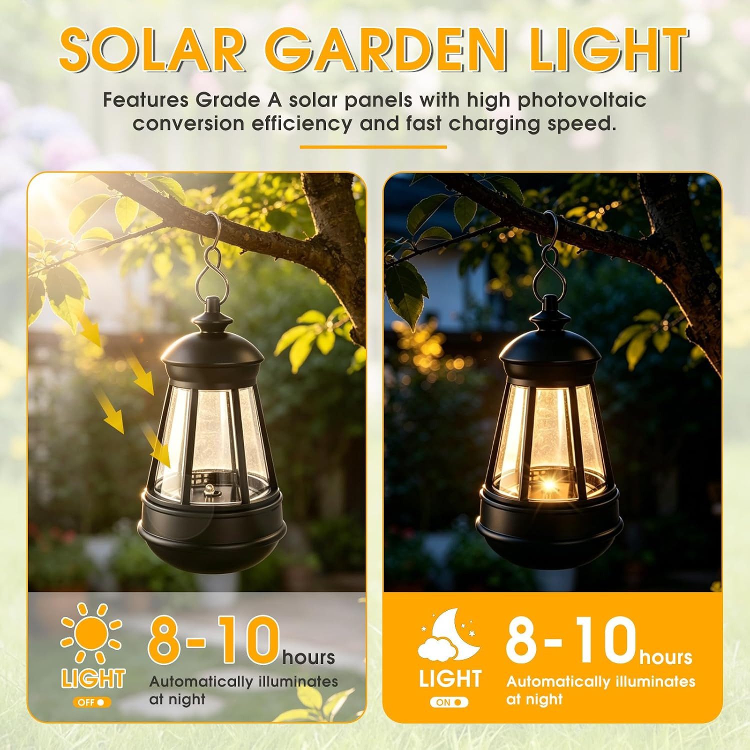 FELIXLEO LED Solarleuchte 2 Stück Solar Laternen Hängend mit Lichtsensor für Garten Camping – Bild 3 von 5