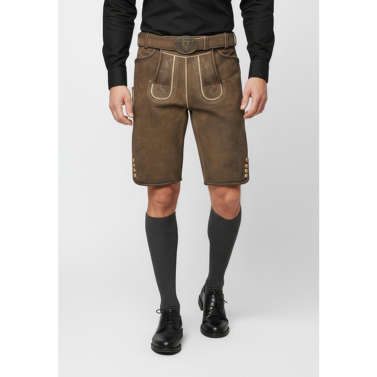 Krüger Trachtenlederhose Dante Herren (1-tlg) Trachtenlederhose, Trachtenhose, Bayerische Lederhose, Oktoberfest
