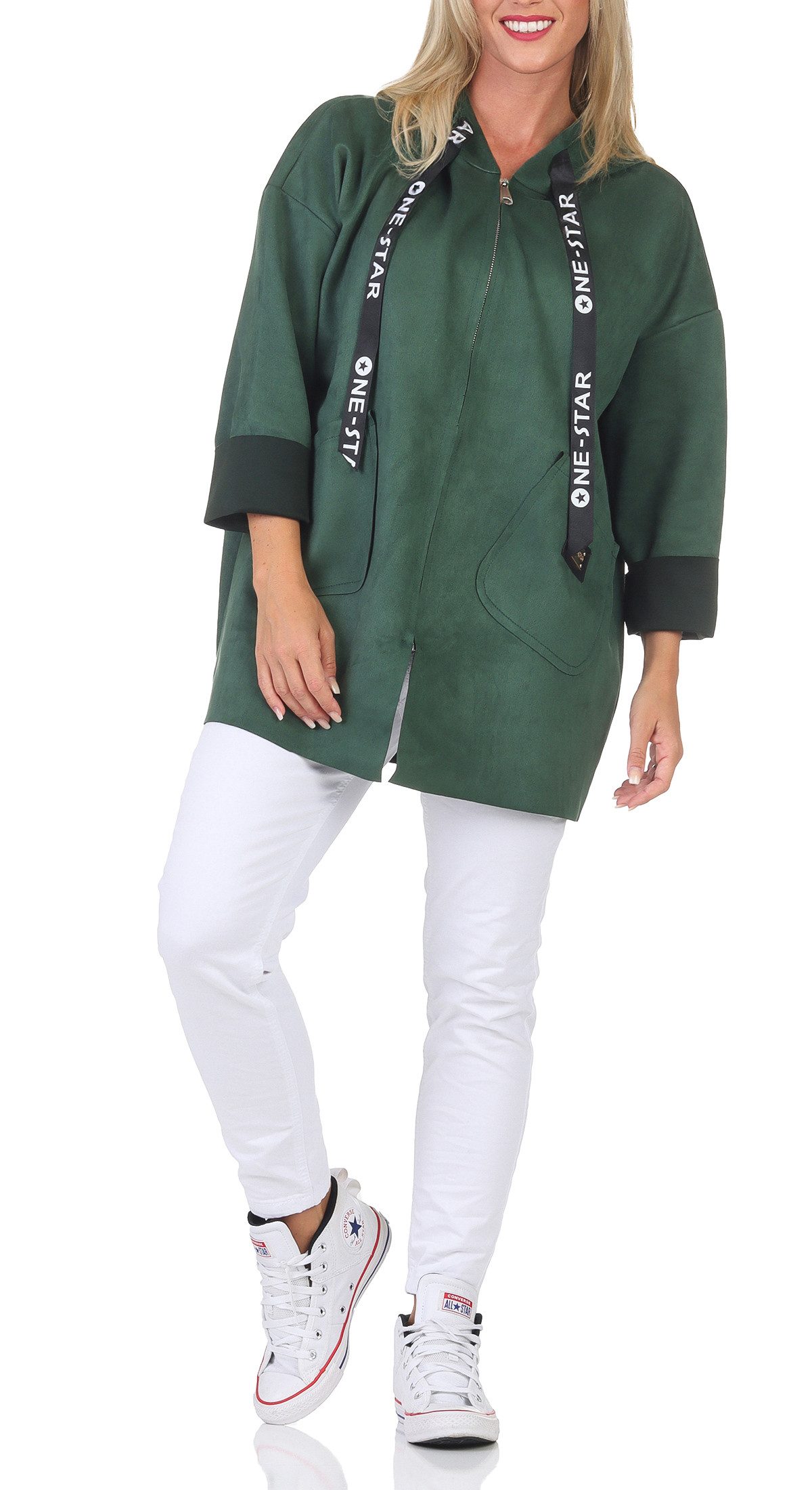 simaranda Kapuzensweatjacke Damen Sweatjacke 5325 36-42 Oliv günstig online kaufen