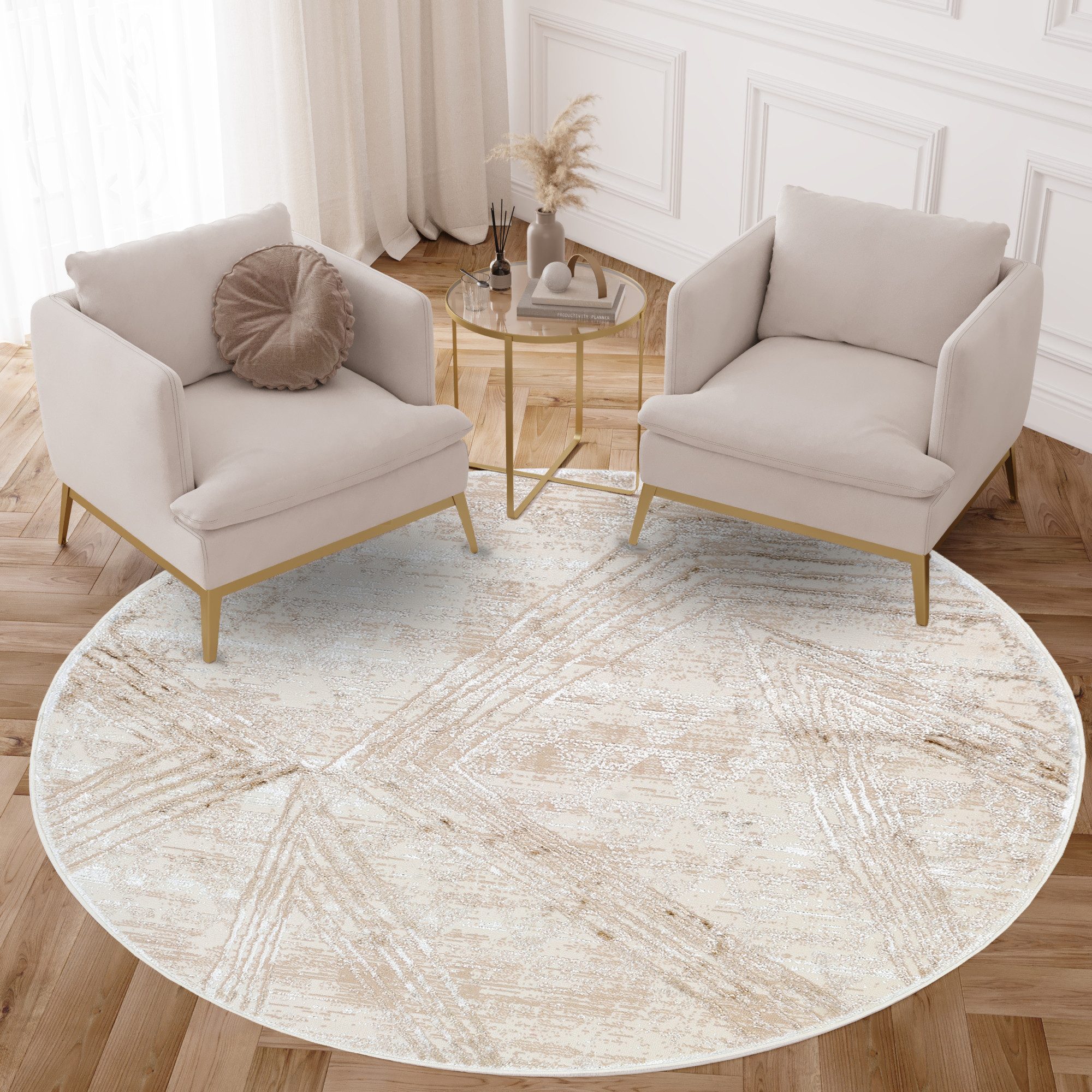 Tapiso Teppich CRYSTAL, rund, Höhe: 8 günstig online kaufen