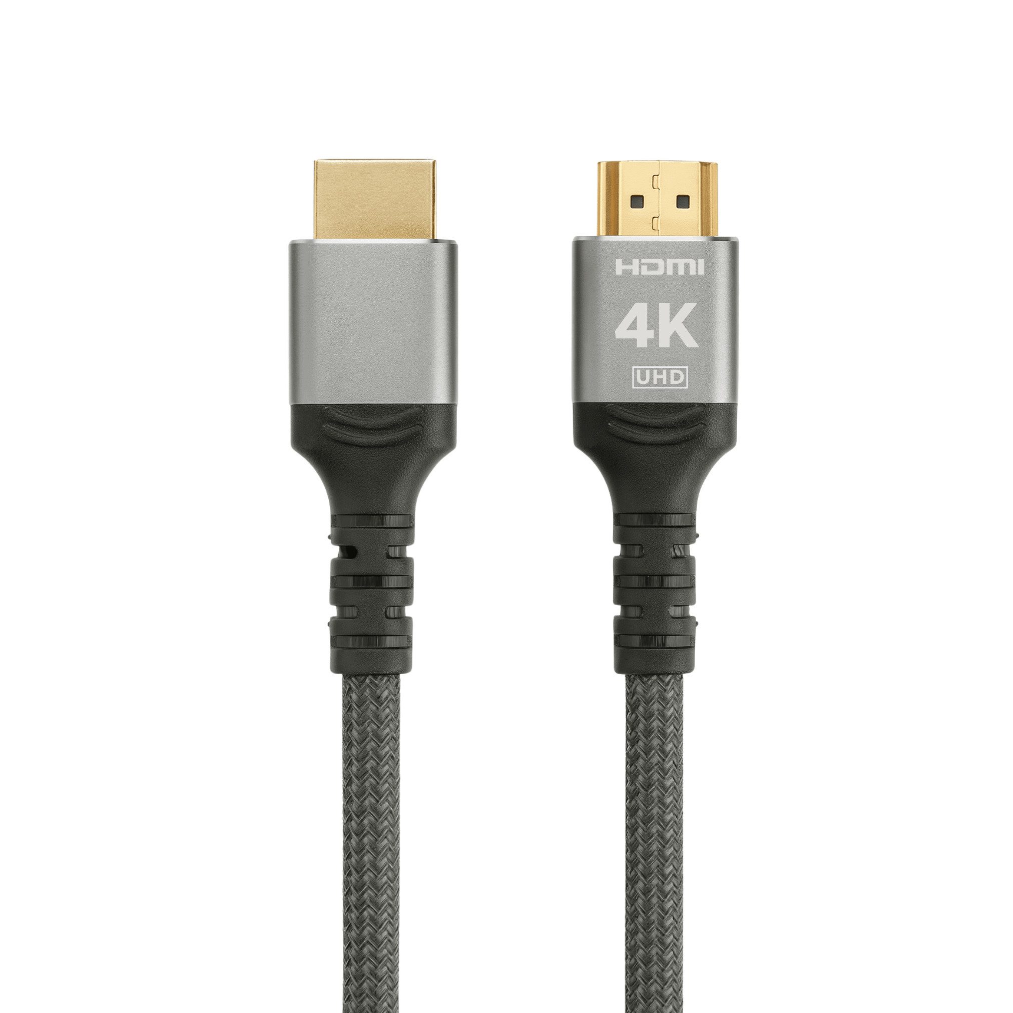 ProfiPatch ProfiPatch HDMI Kabel 4K60Hz UHD 2m grau Goldkontakt Textil HDMI-Kabel, (200 cm)