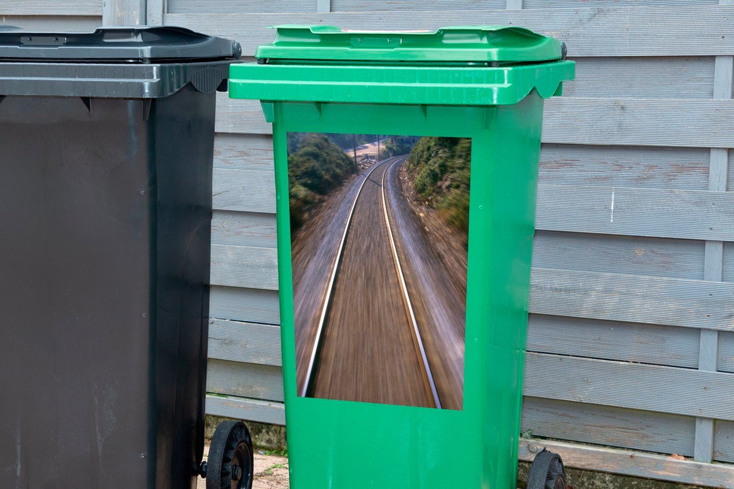 rasenden St), Abfalbehälter Zugstrecke der Sticker, Mülltonne, Mülleimer-aufkleber, (1 Container, Jenseits MuchoWow Wandsticker
