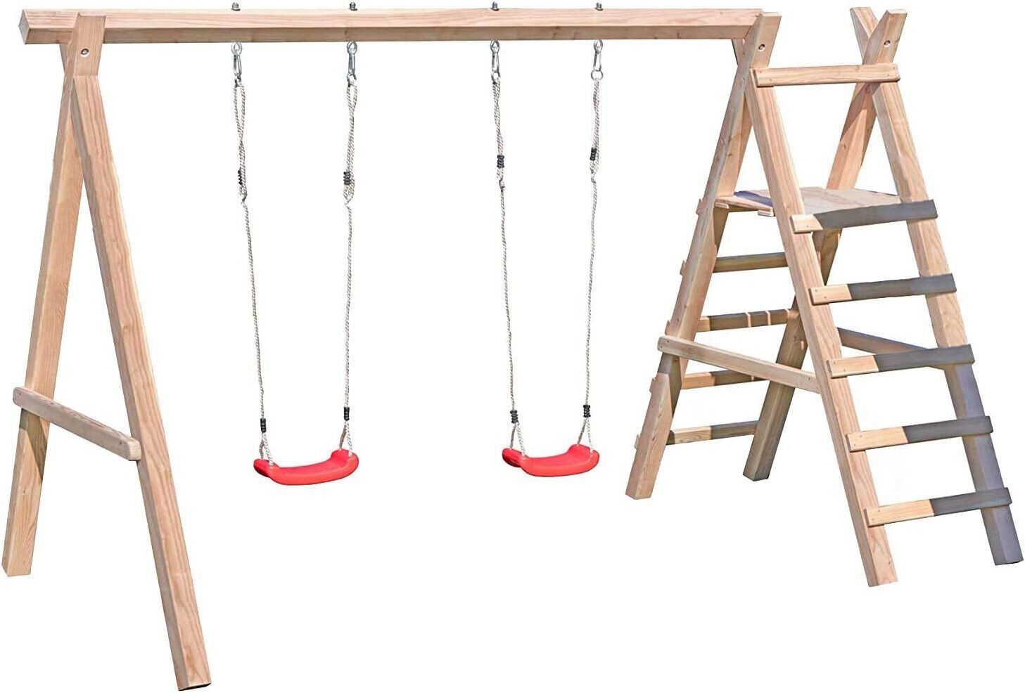 Gartenpirat Schaukelgestell Schaukelgerüst Modell 4.2 mit Doppelschaukel für Kinder mit Podest TÜV, TÜV Geprüft