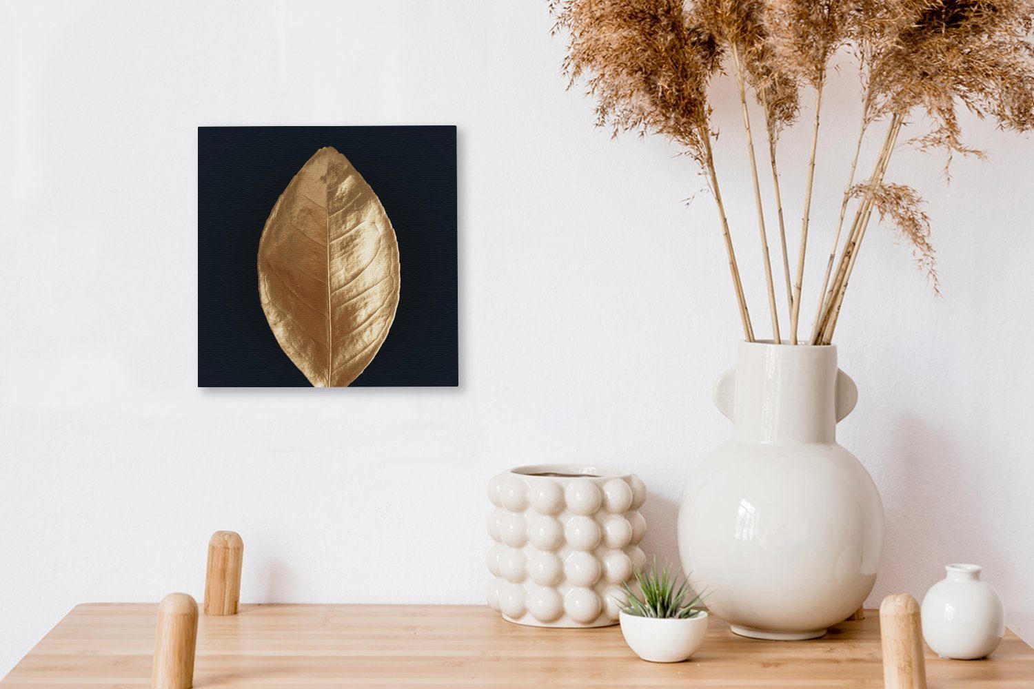 Gold, Schlafzimmer Wohnzimmer Leinwandbild für Bilder - St), Luxus Blätter OneMillionCanvasses® (1 - Leinwand