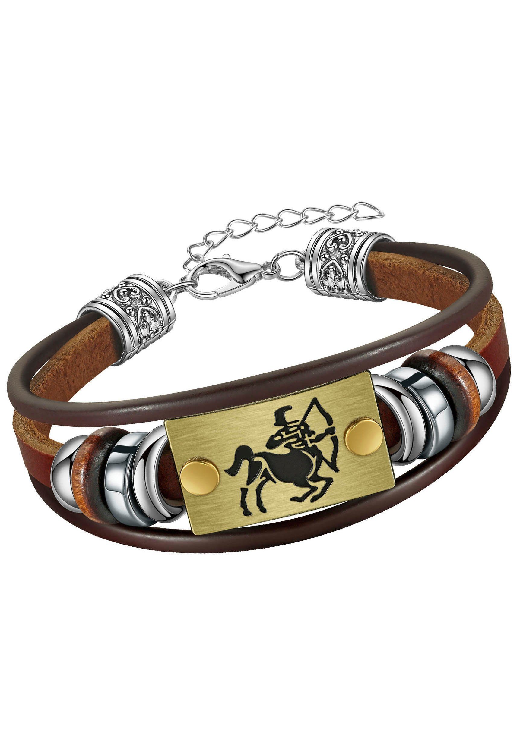 Firetti Armband Schmuck Geschenk Armschmuck Armkette Edelstein Sternzeichen, Made in Germany - mit Hämatit - mit Holzimitat