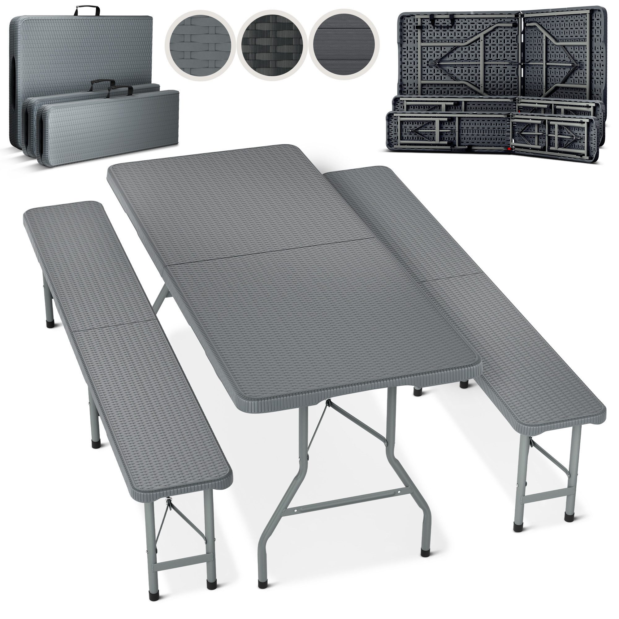 Blumtal Bierzeltgarnitur Bierzeltgarnitur 3er Set - 2X Bierbank + 1x Bierti günstig online kaufen