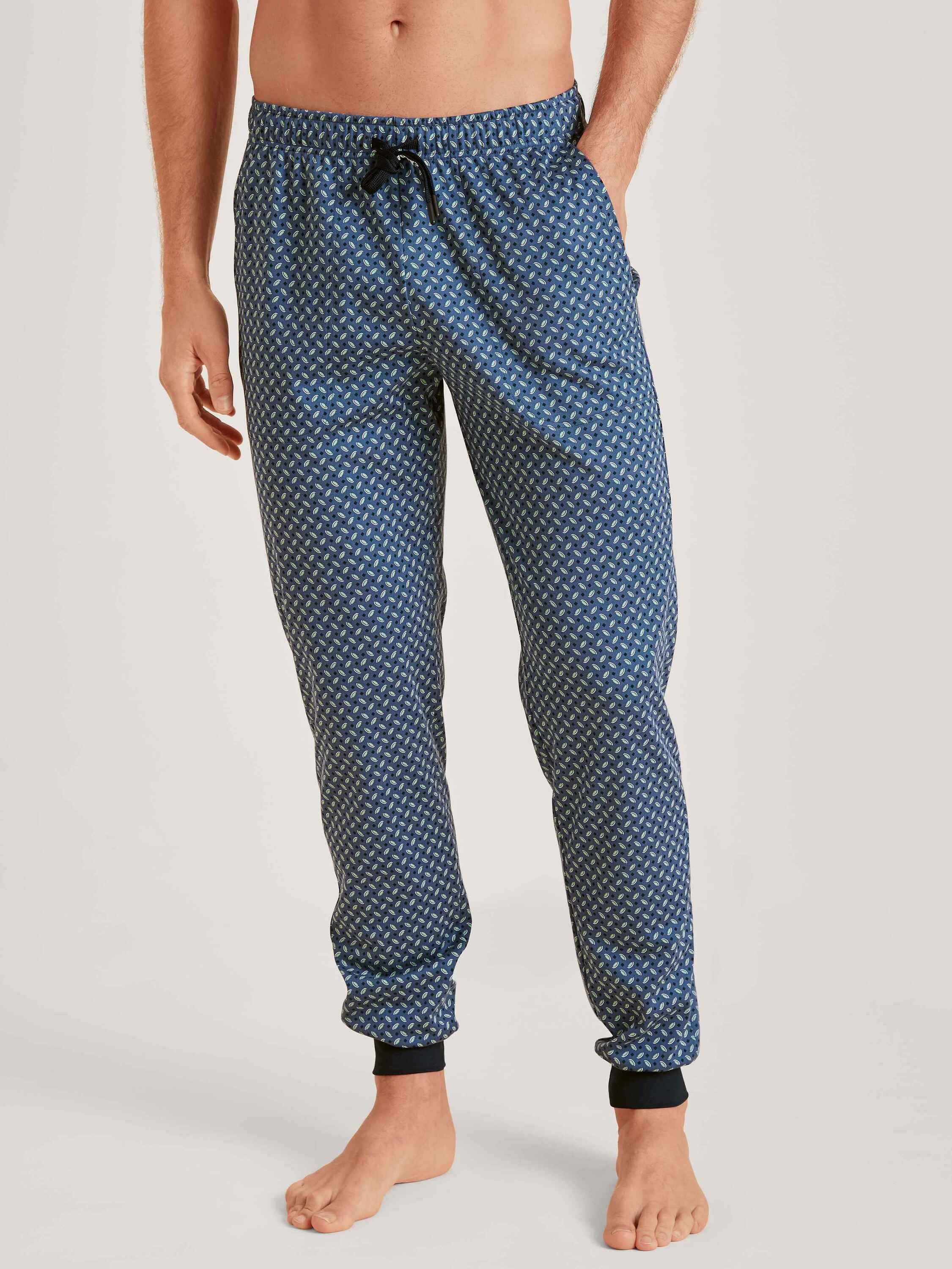 Bündchen Pants mit (1-tlg) indigo und CALIDA vintage Pyjamahose Seitentaschen