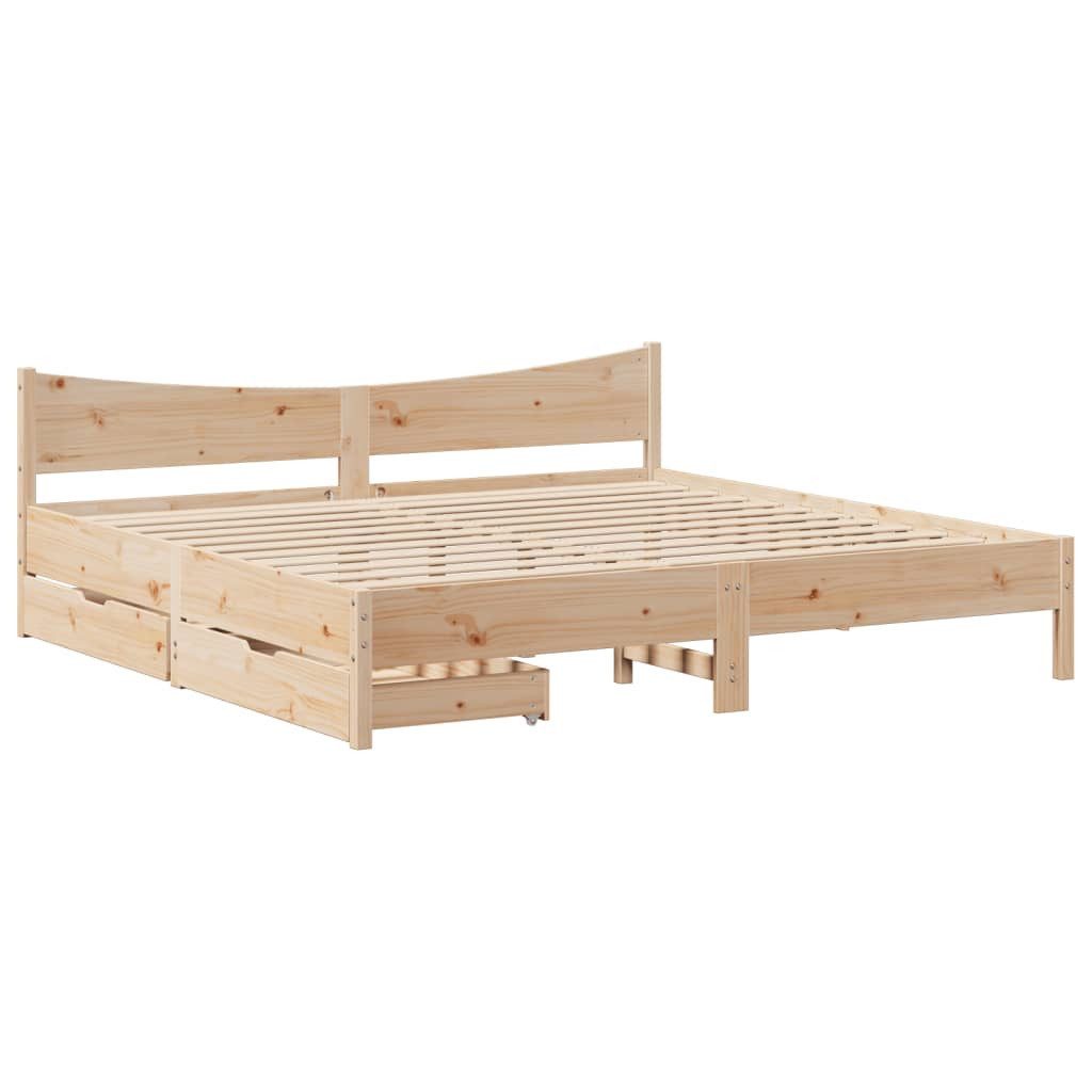 vidaXL Bett Massivholzbett mit Schubladen 200x200 cm Kiefer