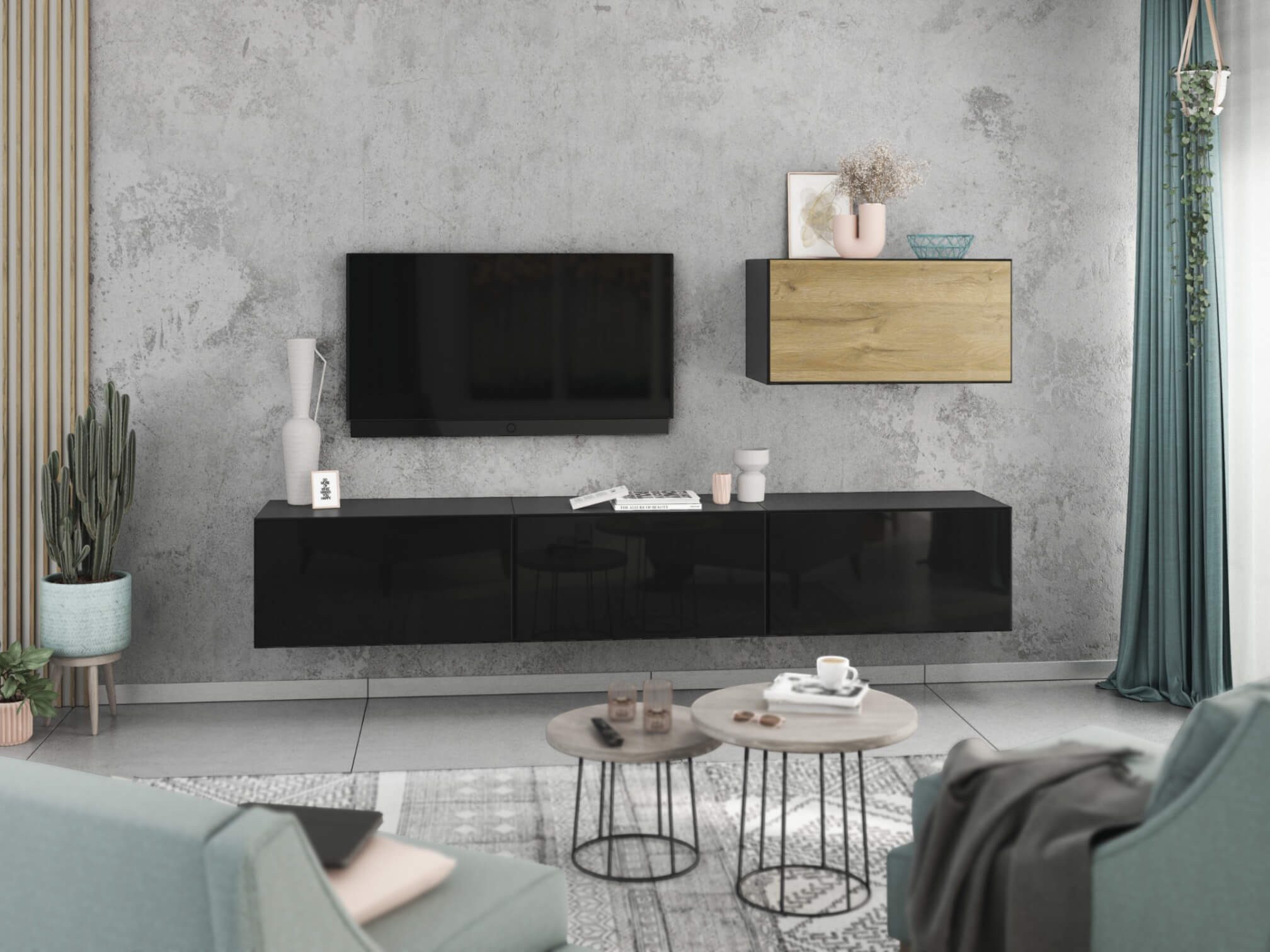 moebel-dich-auf Wohnwand VARIANTO 4, (4- teilig., besteht aus 4x Schrank mit Klappe), MDF Fronten tiefgezogen, Softclose
