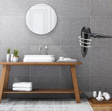 Ailiebe Design Föhnhalter mit Kabelhalter Aluminium Wandmontage ohne Bohren Haartrocknerhalter, (Selbstklebend für Badezimmer WC Dusche Silber)