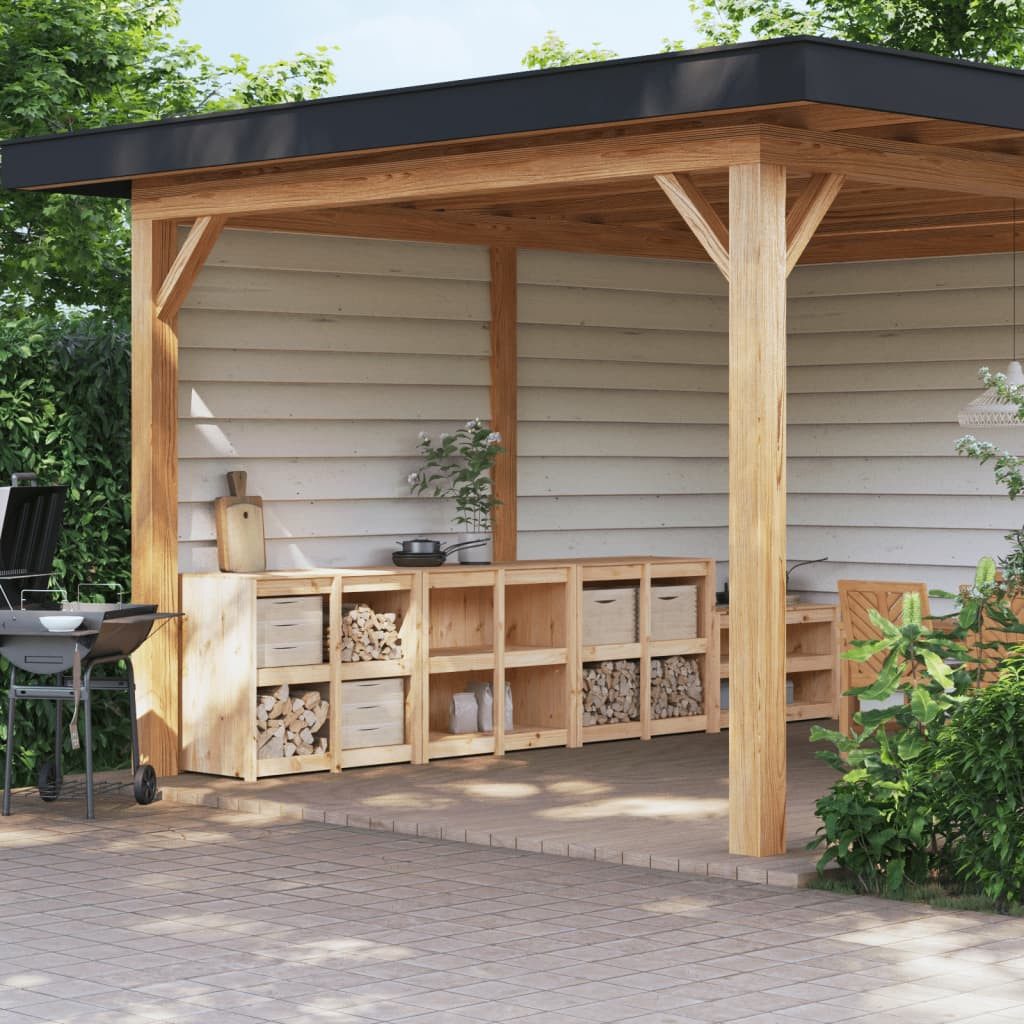 vidaXL Outdoor-Küchenmodul Outdoor-Küchenschränke 3 Stk. Massivholz Kiefer