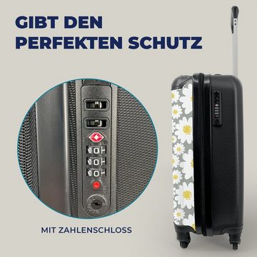 MuchoWow Handgepäckkoffer Mädchen - Gänseblümchen - Blumen - Muster - Mädchen - Weiß - Kinder -, 4 Rollen, Reisetasche mit rollen, Handgepäck für Ferien, Trolley, Reisekoffer