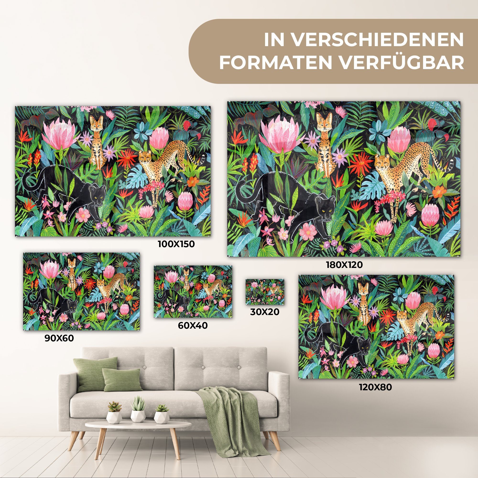 - Schlafzimmer Dschungel MuchoWow Acrylglasbilder Pflanzen Tiere, (1 St), Wohnzimmer & - Acrylglasbild
