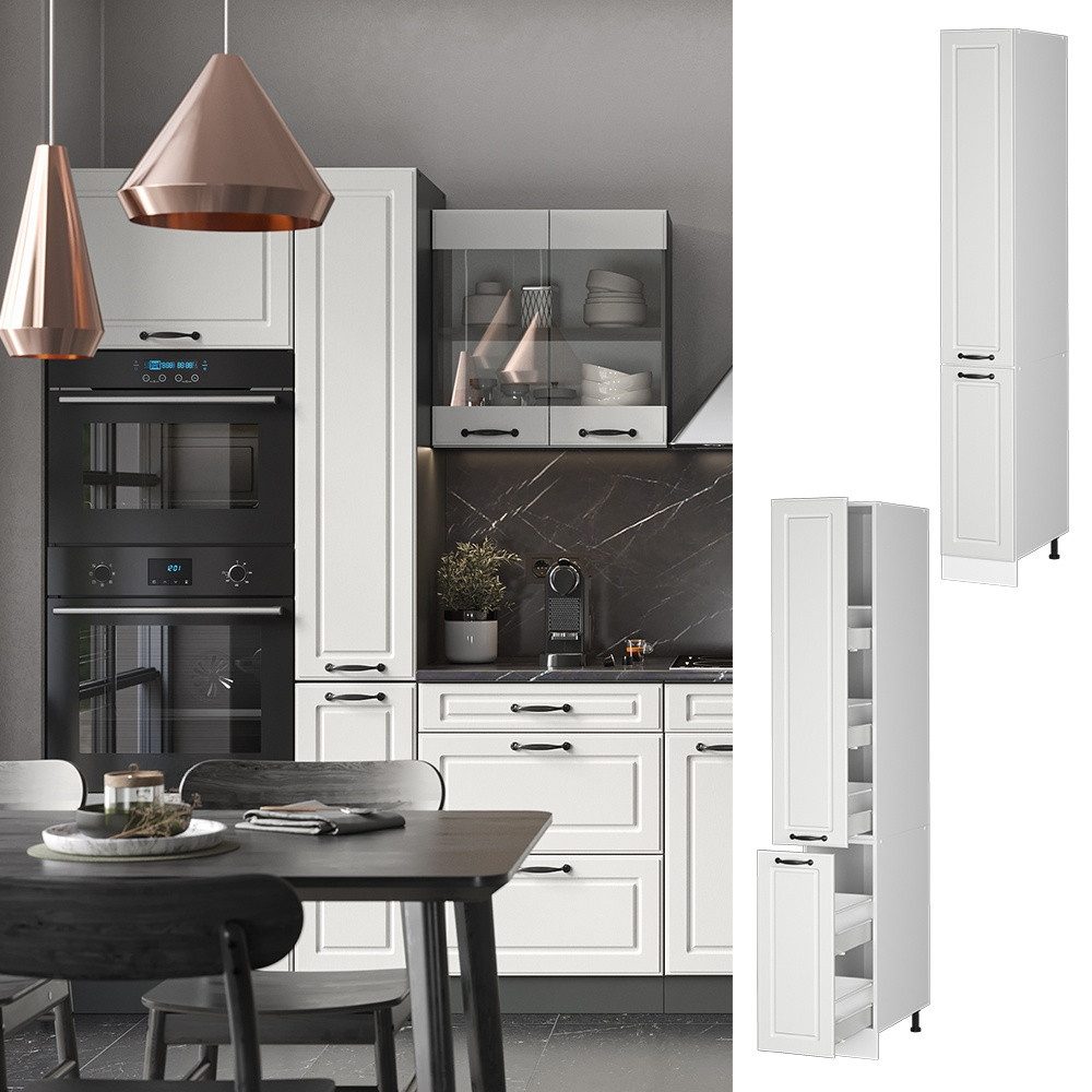 Vicco Hochschrank R-Line, Weiß Landhaus/Weiß, 30 cm (1-St)