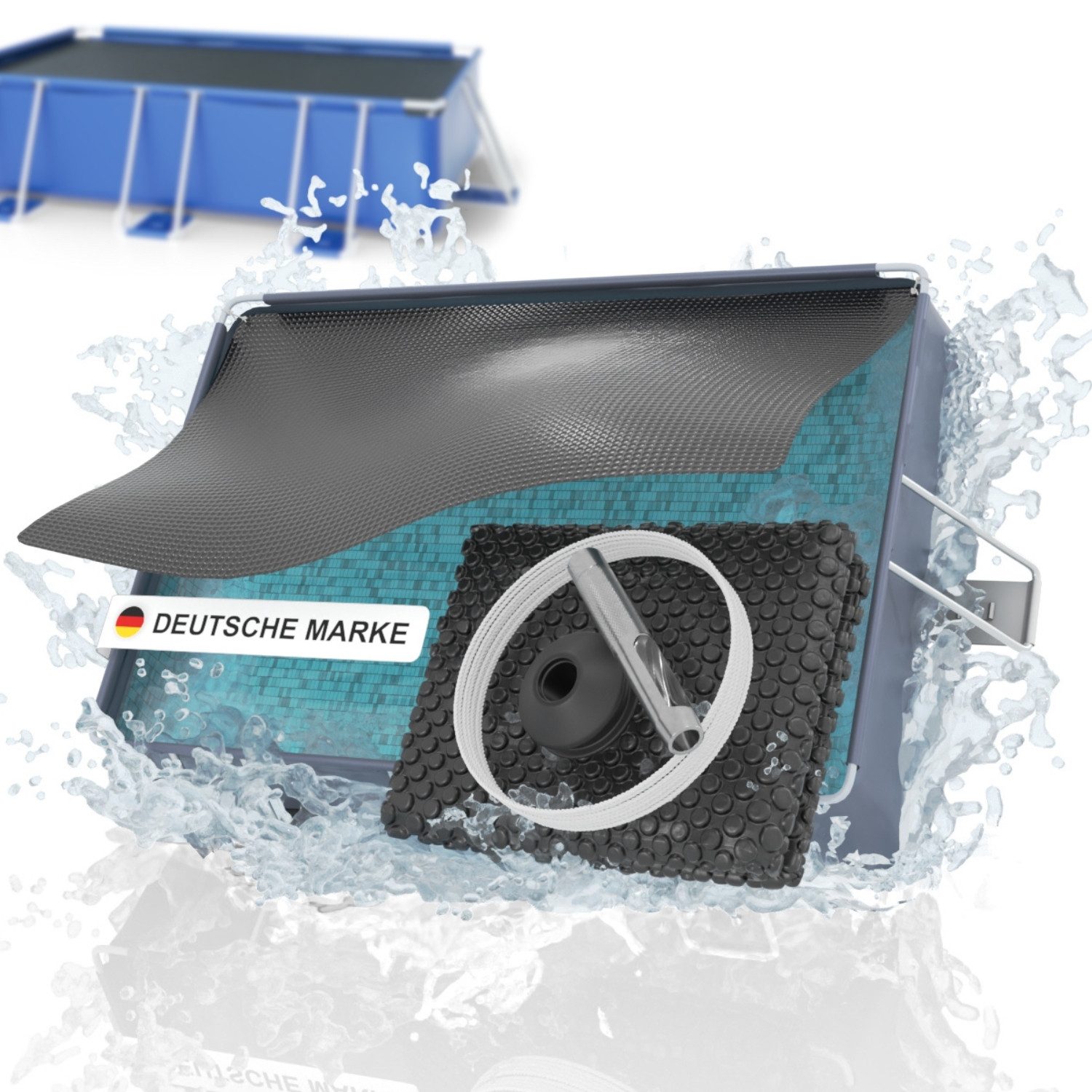 Planenfux® Solarabdeckplane Solarplane Schwarz eckig 600 x 400 cm, Erwärmt Wasser & reduziert Verdunstung – 600 x 400 cm