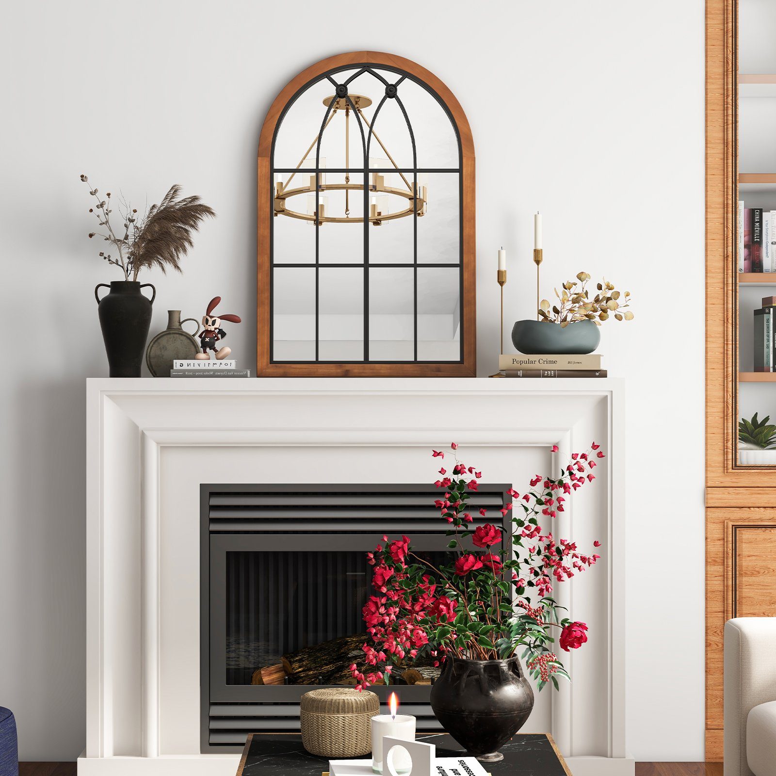 COSTWAY Wandspiegel, mit Fensteroptik, Bogen Spiegel günstig online kaufen