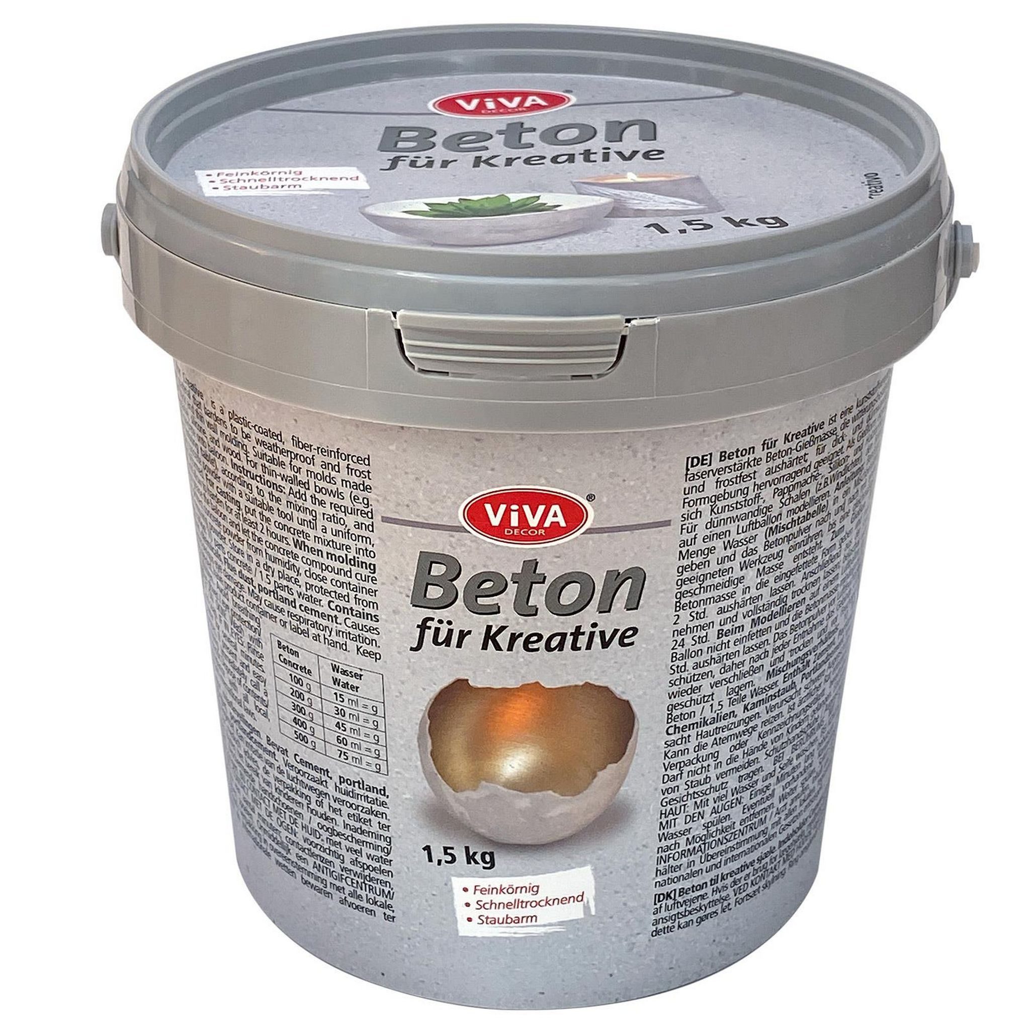 Viva Decor Modelliermasse ViVA DECOR Beton für Kreative 1,5 Kg Eimer
