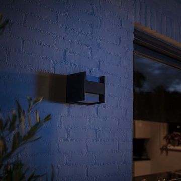 Philips Hue LED Außen-Wandleuchte White Fuzo - Wandleuchte, schwarz - Up & Down, Smart Home Dimmfunktion, Leuchtmittel enthalten: Ja, fest verbaut, LED, warmweiss, Aussenlampe, Aussenwandleuchte, Outdoor-Leuchte