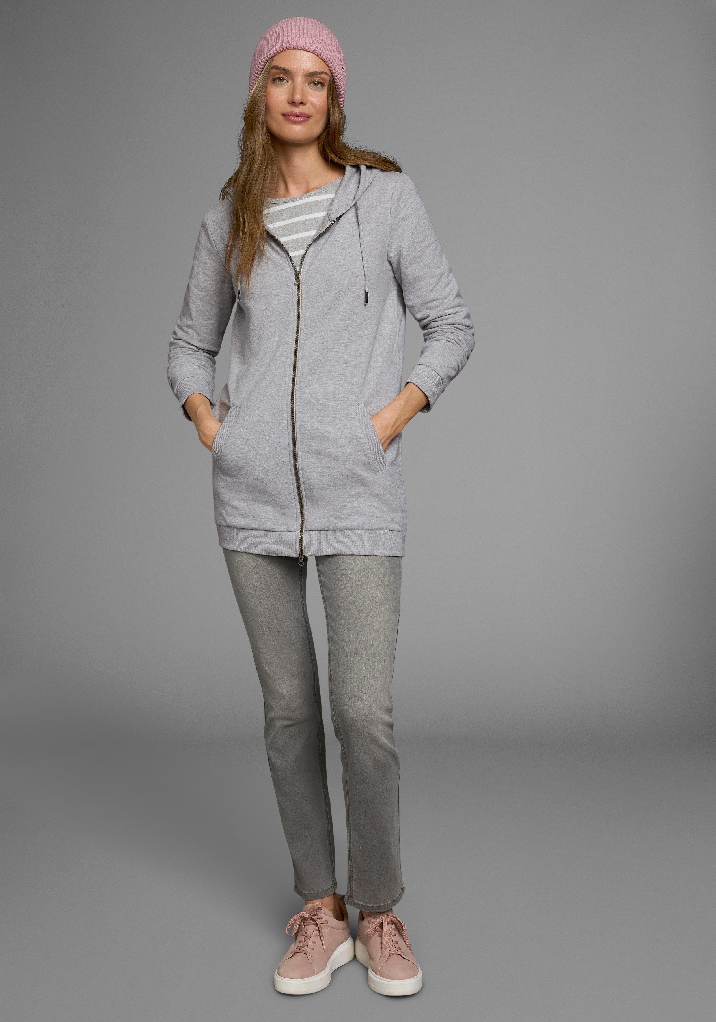 Flashlights Sweatjacke in langer Form mit Zipper
