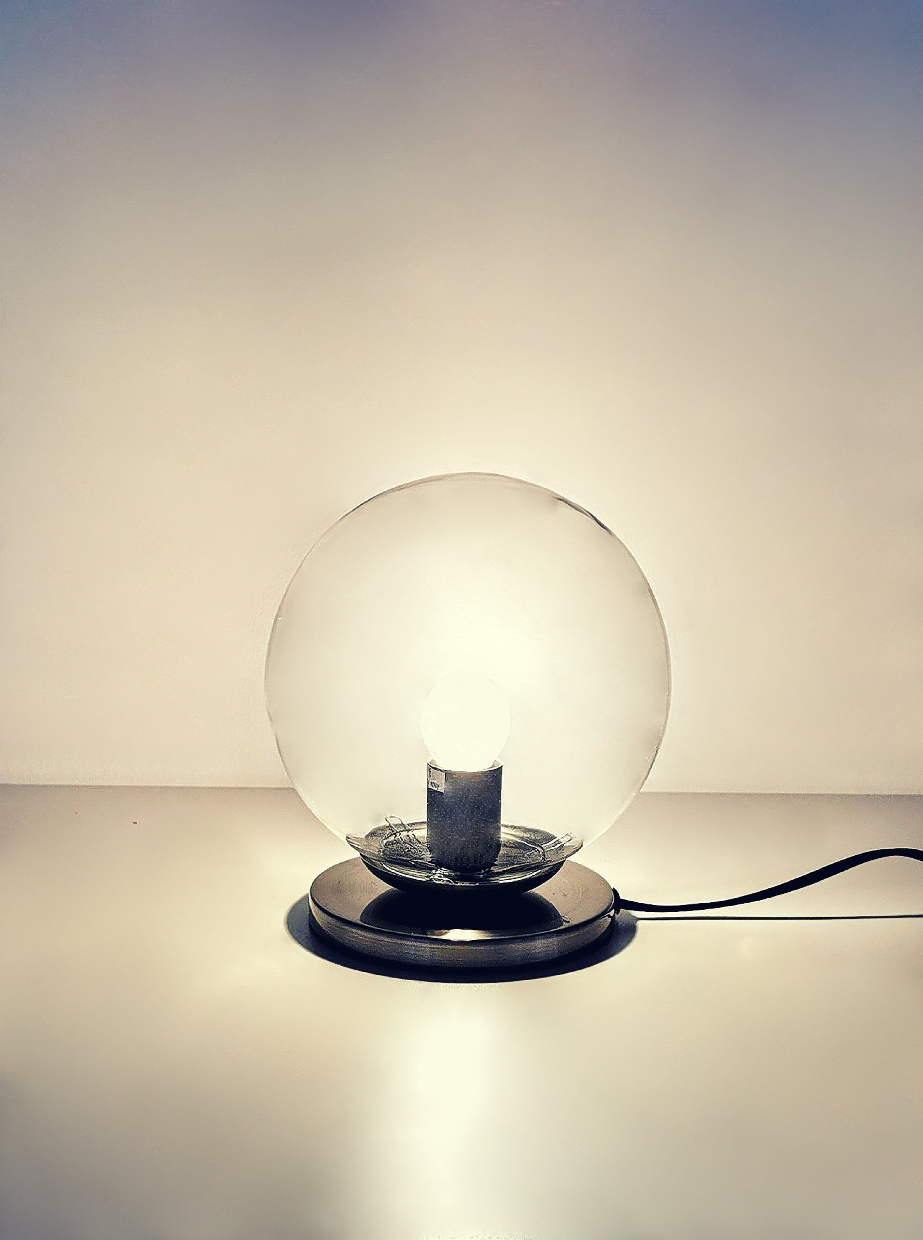 TRANGO Nachttischlampe, 7010C Retro Nachttischlampe *SUN* Glaskugel Tischleuchte in klar inkl. Kabelschalter & E27 Lampenfassung, Lampe, Fensterbank Leuchte, Nachttischleuchte, Schreibtischleuchte, Tischlampe