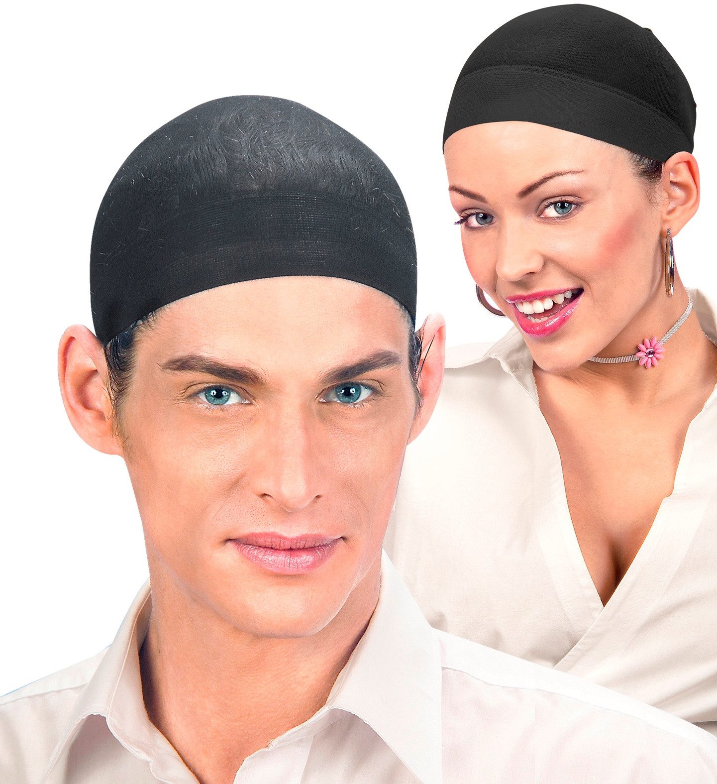 Kostüm-Perücke Set von 2 Haarnetzen für Perücken, Schwarz