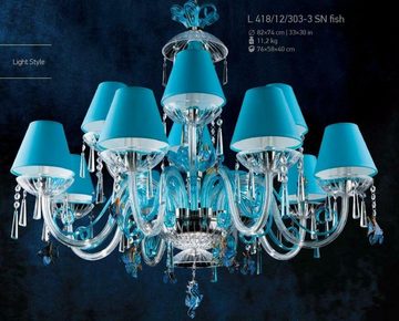 JVmoebel Kronleuchter Design Bohemia Kronleuchter Leuchte Blaue Kristall Lampen Leuchten, Warmweiß