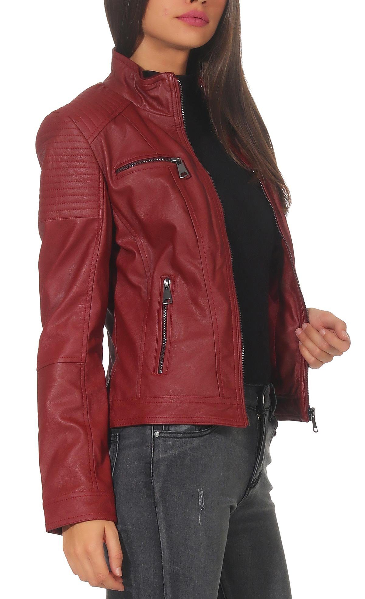 malito more than fashion Lederimitatjacke 5179 Bikerjacke kurz geschnitten günstig online kaufen