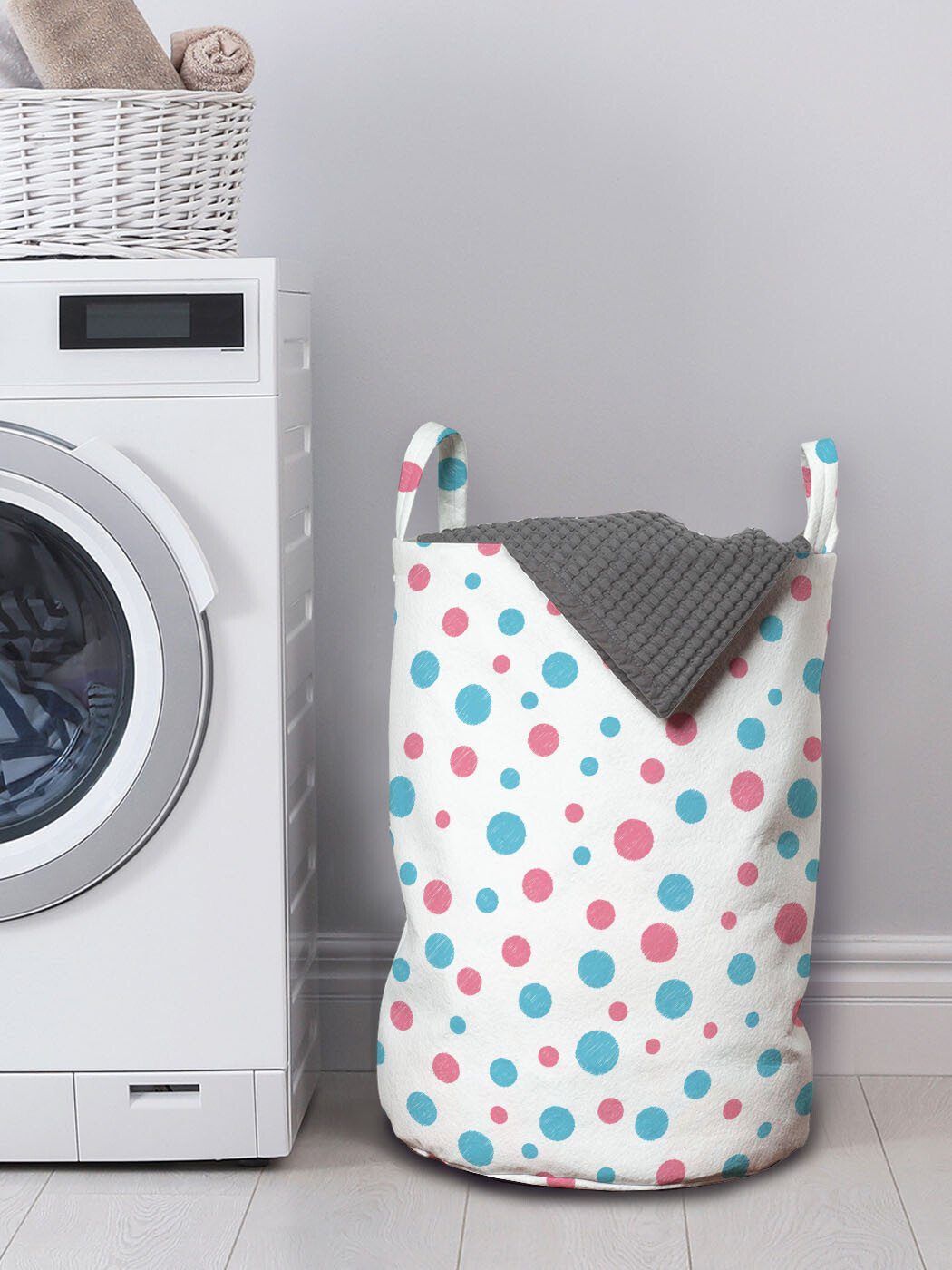 Spots Griffen Kordelzugverschluss für mit Abakuhaus Waschsalons, Und Wäschekorb Wäschesäckchen Blau einfacher Pink